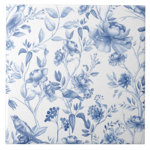 Blueporcelainblue chinafloral toilechinoiserie ceramic tile
