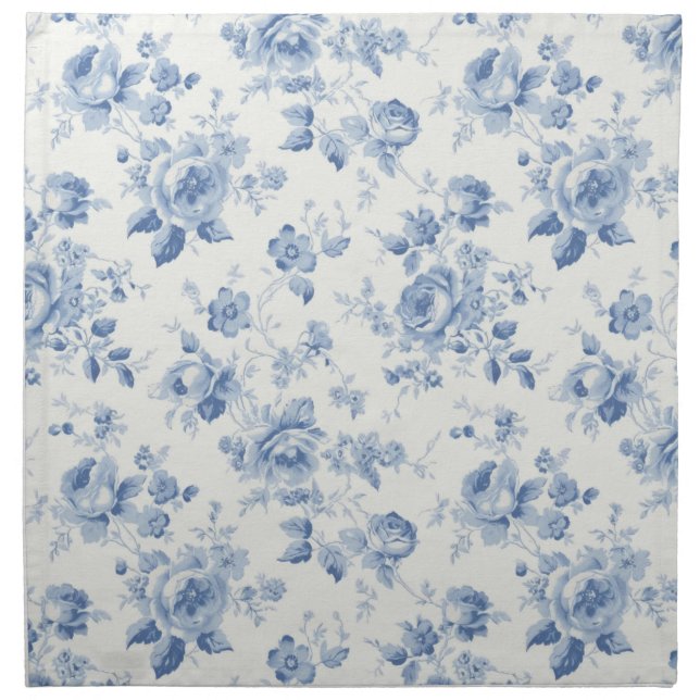 Blue,porcelain,blue china,floral toile,chinoiserie cloth napkin (Front)