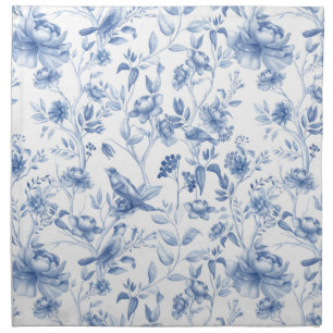 Blue,porcelain,blue china,floral toile,chinoiserie cloth napkin