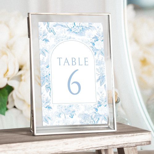Blue porcelain boho arch wedding table numbers