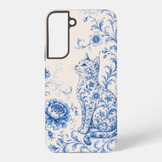 Blue Porcelain Cat Floral Phone Case