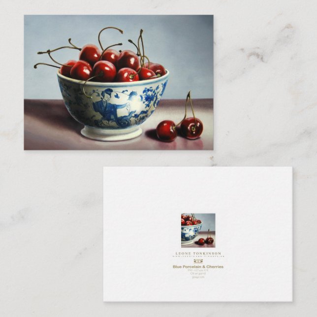 Blue Porcelain & Cherries Note Card (Front/Back)