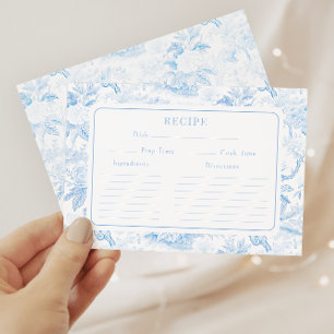 Blue porcelain Chinoiserie Bridal Shower recipe Enclosure Card