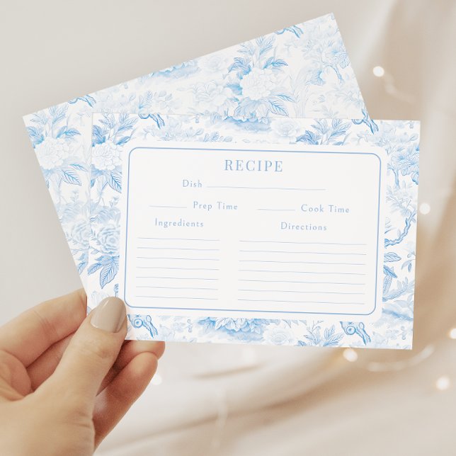 Blue porcelain Chinoiserie Bridal Shower recipe Enclosure Card (Creator Uploaded)