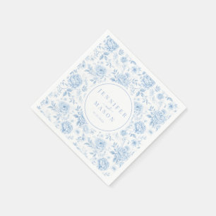 Blue Porcelain Chinoiserie Floral Wedding Napkins