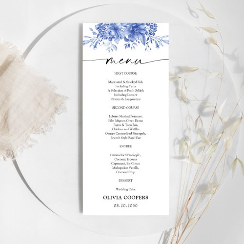 Blue Porcelain Floral Baby Shower Menu