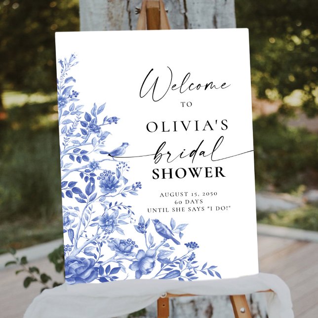 Blue Porcelain Floral Bridal Shower Foam Board (Creator Uploaded)