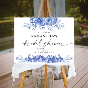 Blue Porcelain Floral Bridal Shower Foam Board