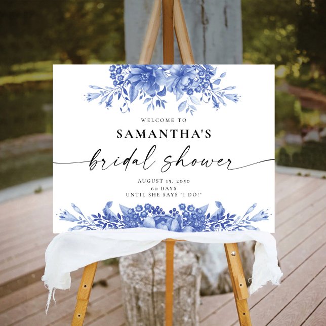 Blue Porcelain Floral Bridal Shower Foam Board (Creator Uploaded)