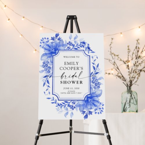 Blue Porcelain Floral Bridal Shower Foam Boards