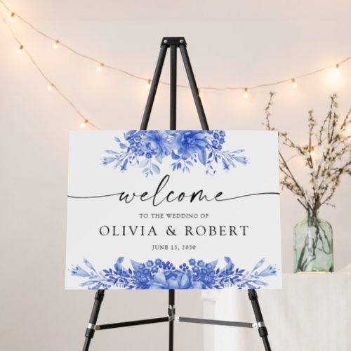 Blue Porcelain Floral Chinoiserie Wedding Foam Board