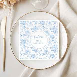 Blue Porcelain Floral Future Mrs Bridal Shower Napkins