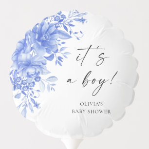 Blue Porcelain Floral It's A Boy Balloon