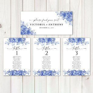Blue Porcelain Floral Wedding Head Table Sign