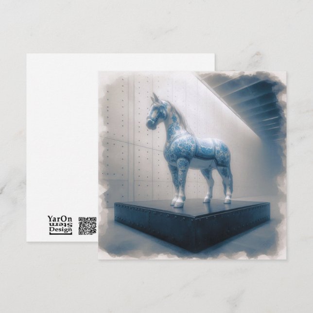 Blue Porcelain Horse Greeting Card (Front/Back)