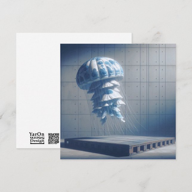 Blue Porcelain Jellyfish Greeting Card (Front/Back)