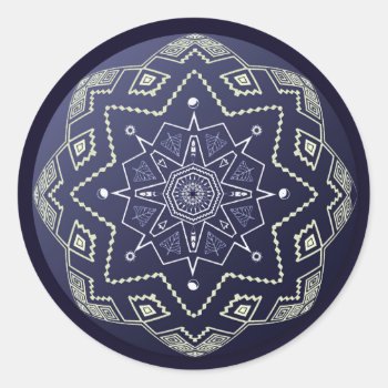 Blue Porcelain Sphere Mandala Sticker by debinSC at Zazzle