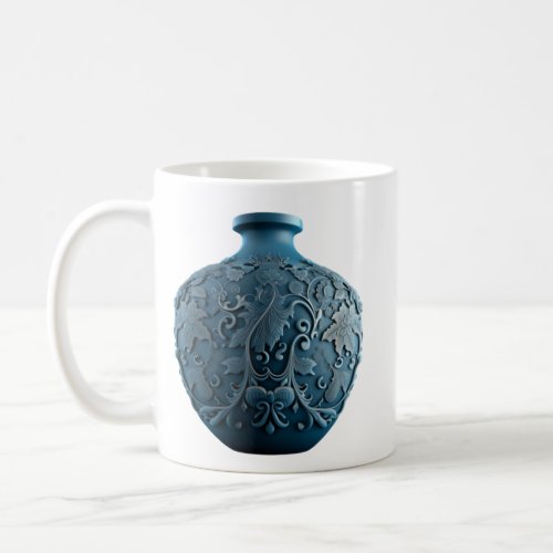 Blue Porcelain Vase Engraved Mug