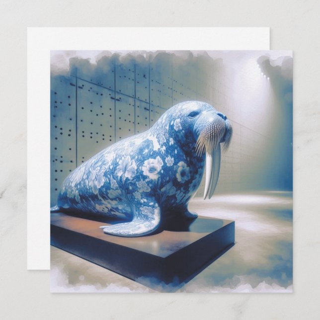 Blue Porcelain Walrus Greeting Card (Front/Back)