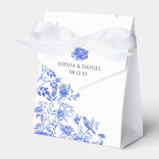 Blue Porcelain Wedding Favor Boxes (Front Side)