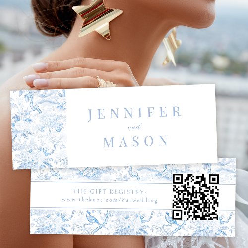 Blue porcelain wedding QR registry insert card