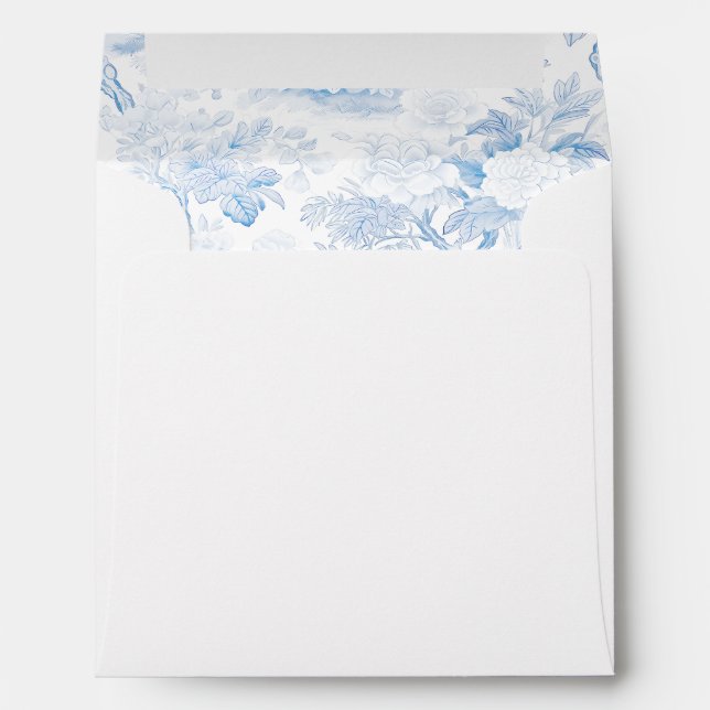 Blue porcelain wedding square card Envelope (Back (Bottom))