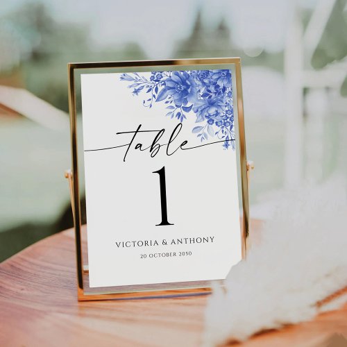 Blue Porcelain Wedding Table Number