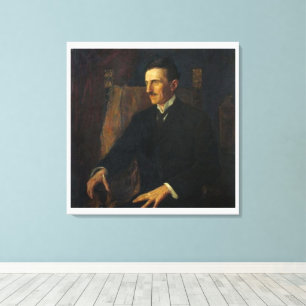 Blue Portrait of Nikola Tesla - Canvas Print
