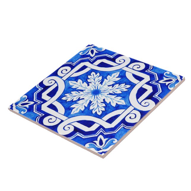 Blue Portuguese Azulejo Ceramic Tile. Ceramic Tile (Side)