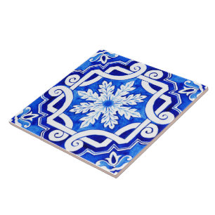 Blue Portuguese Azulejo Ceramic Tile. Tile