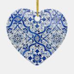 Blue Portuguese Azulejo Heart Christmas Ornament at Zazzle