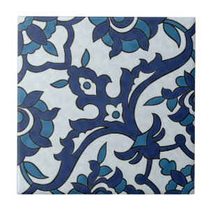 Blue Portuguese Azulejos Floral Tile Pattern