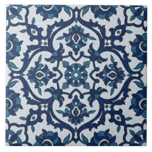 Blue Portuguese Azulejos Floral Tile Pattern