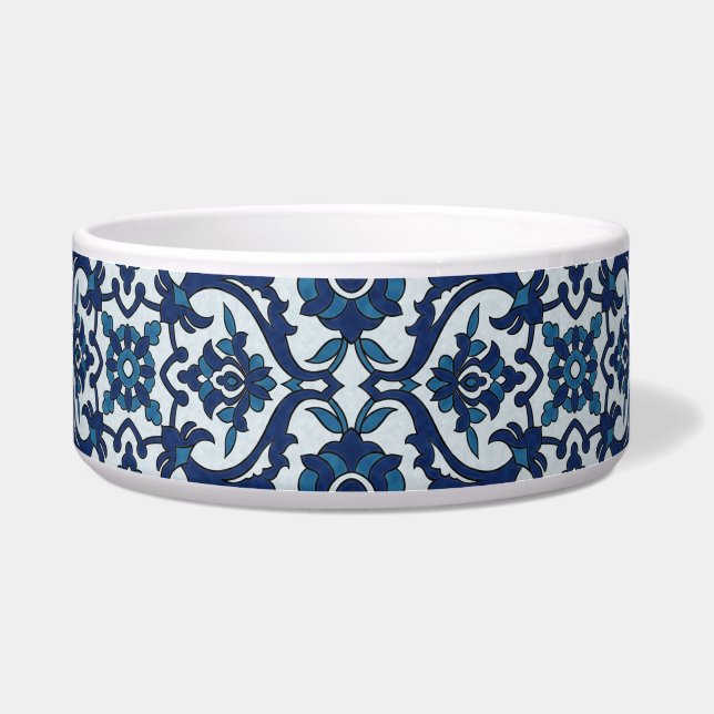 Blue Portuguese Azulejos Floral Tile Pattern Bowl (Front)