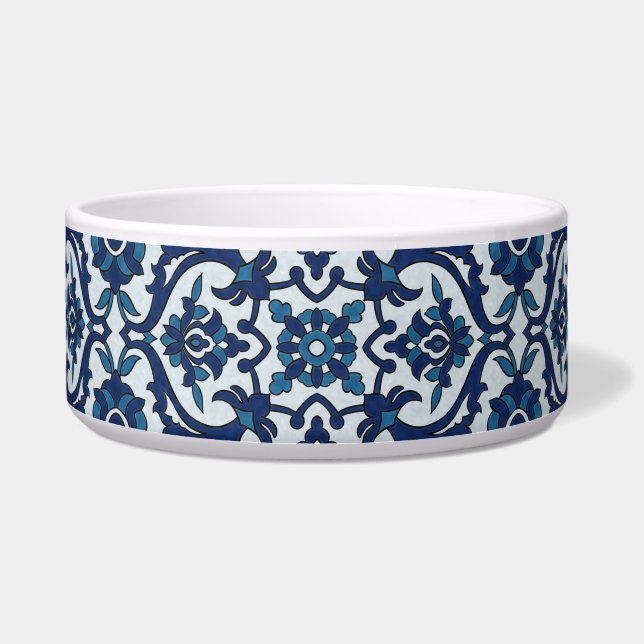 Blue Portuguese Azulejos Floral Tile Pattern Bowl (Front)