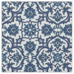 Blue Portuguese Azulejos Floral Tile Pattern Fabric