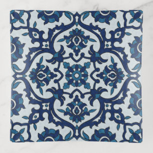 Blue Portuguese Azulejos Floral Tile Pattern Trinket Tray