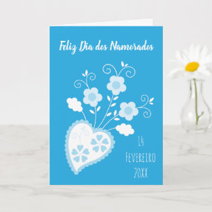 Blue Portuguese romantic heart Card