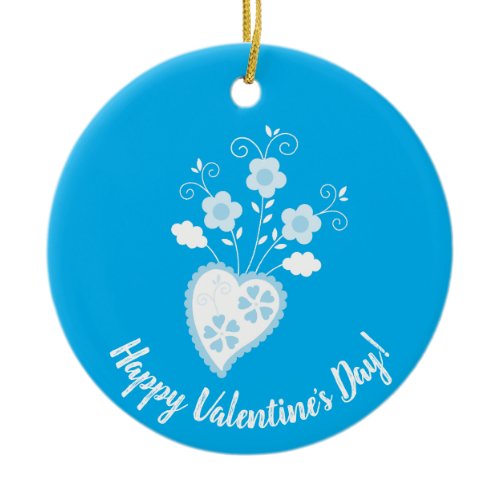 Blue Portuguese romantic heart Ceramic Ornament