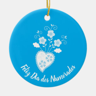 Blue Portuguese romantic heart Ceramic Ornament