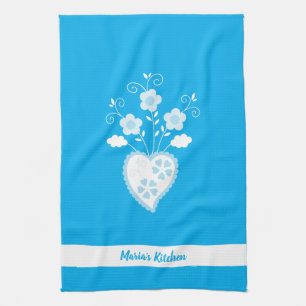 Blue Portuguese romantic heart Kitchen Towel