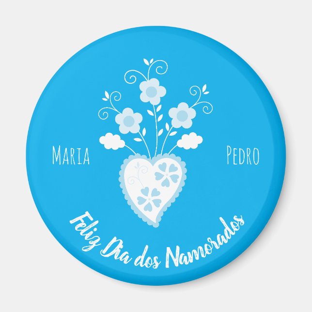 Blue Portuguese romantic heart Magnet (Front)