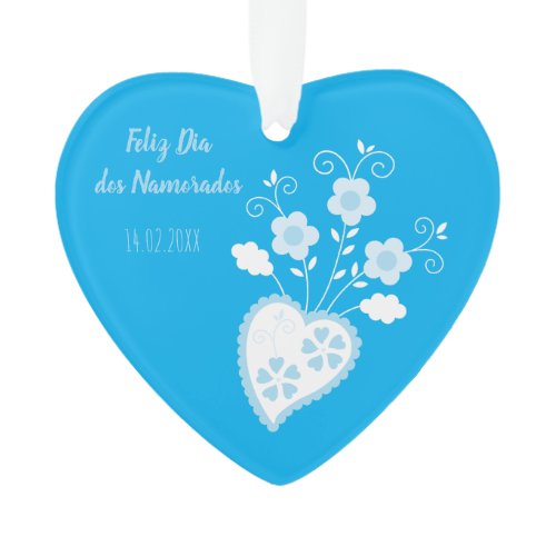 Blue Portuguese romantic heart Ornament