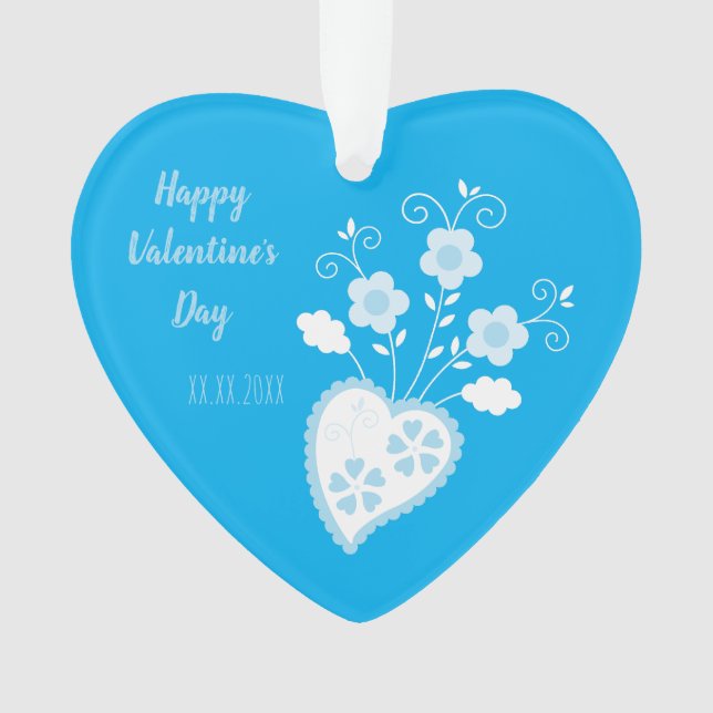 Blue Portuguese romantic heart Ornament (Front)