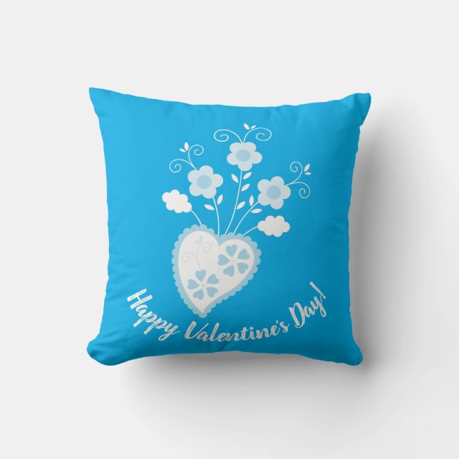 Blue Portuguese romantic heart Throw Pillow (Front)