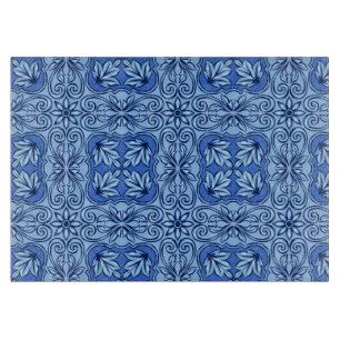 Blue Portuguese Tile Glass Cutting Board