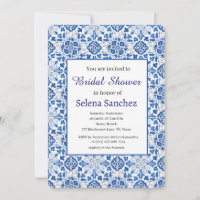 Blue Portuguese Tiles Bridal Shower Invitation