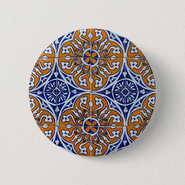 Blue, Portuguese Tiles Button (Front)