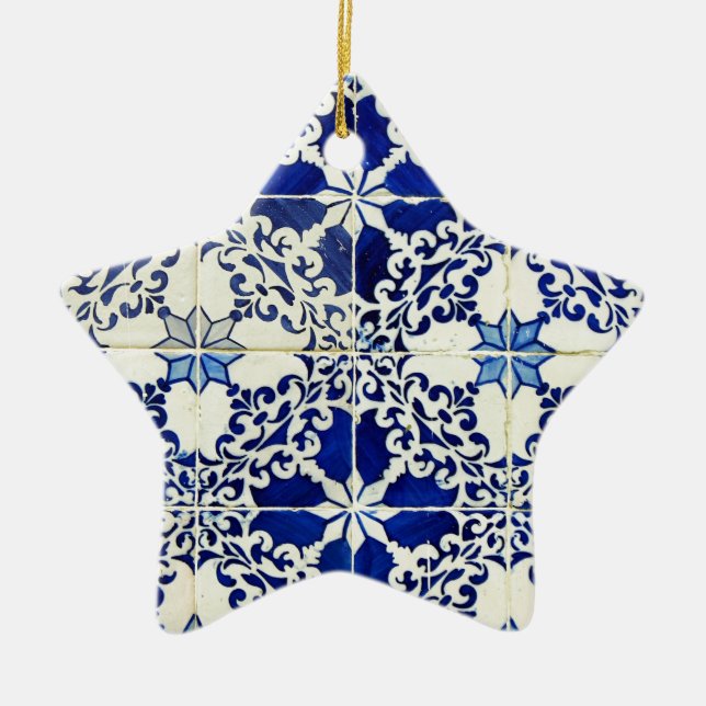 Blue, Portuguese Tiles Ceramic Ornament (Front)