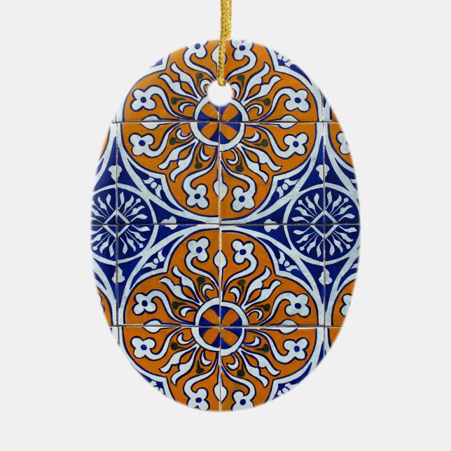 Blue, Portuguese Tiles Ceramic Ornament (Front)